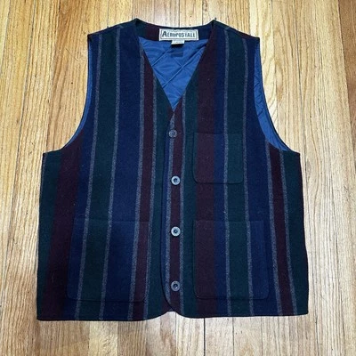 Винтажный мужской жилет Aeropostale M пуховик стеганая шерсть цветной блок вестерн 1990-е - Изображение 1 из 4