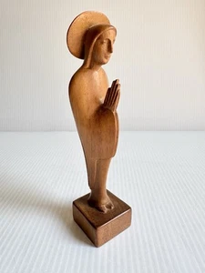 Vintage MCM 8,5" handgeschnitzte Nussbaum Jungfrau Maria Madonna Statue minimalistisch - Bild 1 von 10