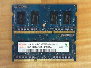 Hynix HMT112S6AFR6C-G7 1GB Notebook SODIMM DDR3 PC85001066 Unbuf 1.5V 2RX16 - Picture 1 of 3