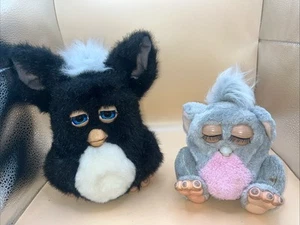 Furby Hasbro 2005 Bundle Charcoal Black Fur Blue Eyes & Grey Pink Baby FAULTY - Picture 1 of 20