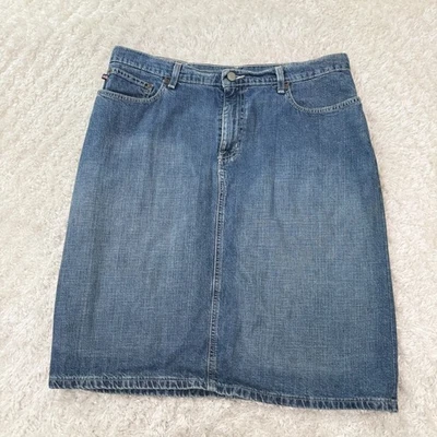 Polo Jeans Co. Falda Denim Para Mujer 14 Hasta la Rodilla Detalle Bandera Americana Y2K Foto 1 de 4