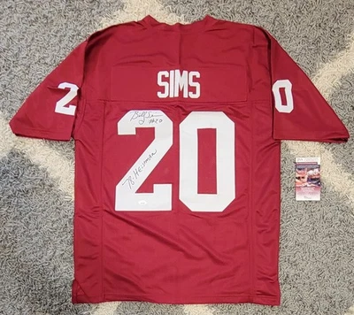 Camiseta firmada autografiada por Billy Sims NFL #20 con certificado de autenticidad JSA Oklahoma Sooners Heisman  Foto 1 de 4