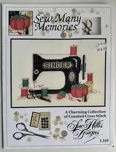 SUE HILLIS Sew Many Memories Singer Sewing Machine Cross Stitch Pattern & Charms - Picture 1 of 2