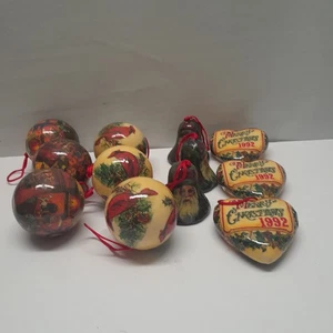 Decorazioni Natalizie Vintage Decoupage Cartapesta Babbo Natale Cardinali Orsi 1992 12pz - Foto 1 di 10