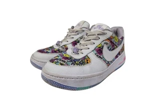 Nike Air Force 1 Custom Youth Girl Sz 4 White Colorful Athletic Shoe - Picture 1 of 10