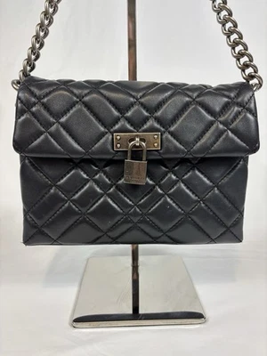 Kurt Geiger Medium Brixton Black Leather Quilted Shoulder Lock Bag Chain Strap - Image 1 of 4