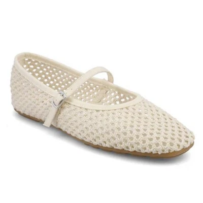 MIA Kora Natural Crochet Mary Jane Crochet Woven Ballet Flats Size 7.5 NWOB - Imagem 1 de 4