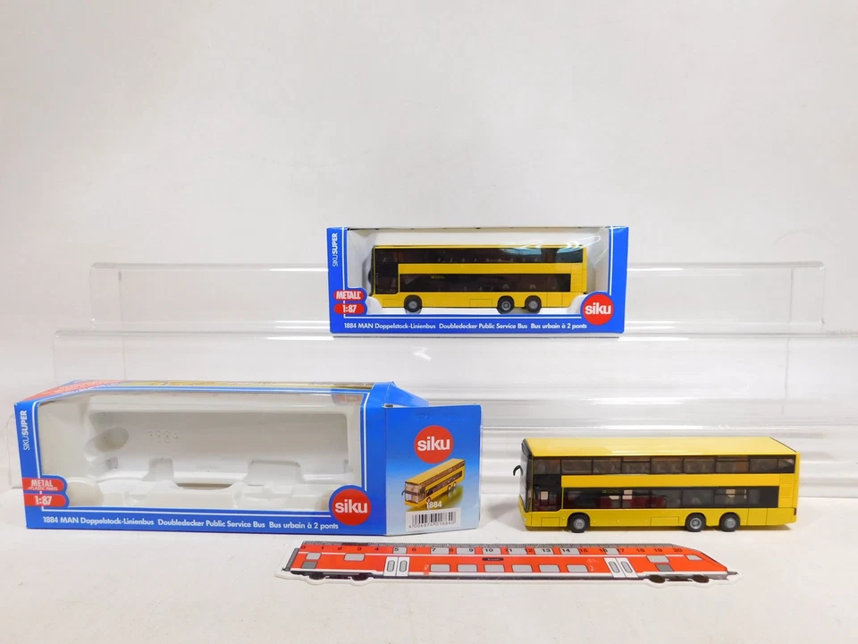 2X Siku Super H0 1:87 1884 Autobus A Due Piani MAN Mint Box #DW659-1 - Immagine 1 di 4