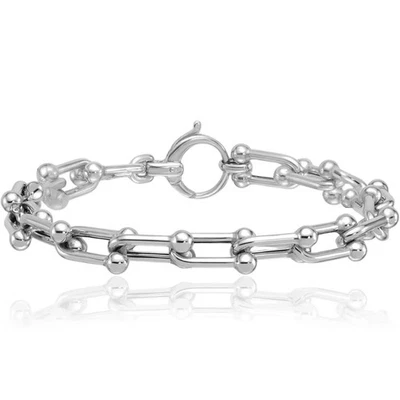 14K Solid White Gold Mariner Link Chain Bracelet - Image 1 of 4