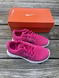 Nike Free 5.0 Rosa Vivo Negro Blanco Entrenadores para Correr Talla 5Y 580565-602 - Imagen 1 de 7