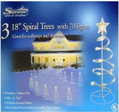 6.25"x18.5" Set of 3 Pre-Lit Shimmering Spiral Trees Christmas Yard Decor - Image 1 of 3