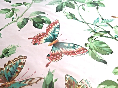 Robert Allen Soft Pink Rosebuds & Butterflies Fabric 54 Wide Vining Pattern - Image 1 of 4