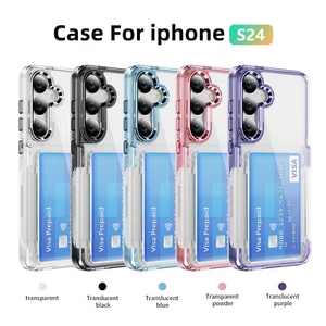 Funda protectora con soporte ultra a prueba de golpes con ranura para tarjeta transparente para Samsung Galaxy S24 S23 S22 - Imagen 1 de 18
