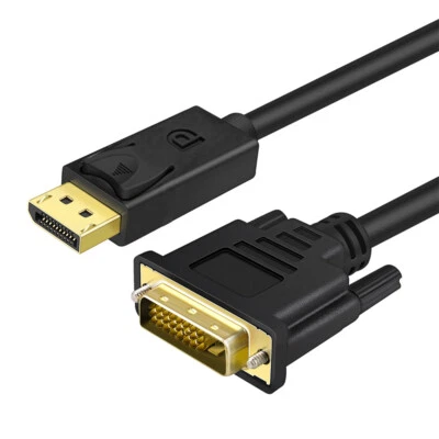 Displayport auf DVI Kabel DP Stecker > DVI-D 24+1 Stecker Kabel Adapter 1,8m PC - Bild 1 von 4