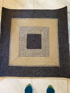capel carpets 37” sq navy /beigh tweed braded rug Wool /nylon/poly Blend