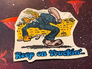 Adesivo decalcomania KEEP ON TRUCKIN' VINTAGE ANNI '70 R CRUMB 3""x 3,75"" NOS - Foto 1 di 2