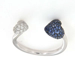 Anello Doppio Cuore Diamanti Zaffiri Blu Crivelli - Foto 1 di 1