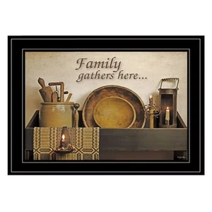 Family Gather Here 3 Black Framed Print Kitchen Wall Art - Picture 1 of 1