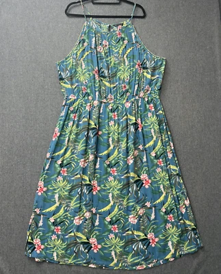 Marks & Spencer maxi dress size 22 teal multicoloured floral print beaded summer - Image 1 of 4