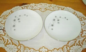 Creative Fine China Gray Flowers 6 1/8" + 6 3/8" Plates Japan 1014 ~ Set of 2 ~ - Picture 1 of 6