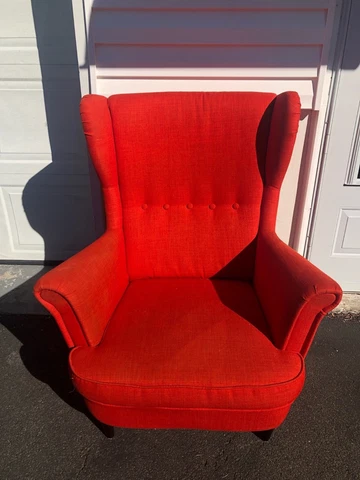Rich Orange Vintage Wingback Chair with 5 Button Detailing Cover