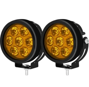 Par de luces de conducción LED 4,5 pulgadas ámbar redondas todo terreno 2 piezas 120 W súper brillantes - Imagen 1 de 3