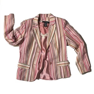 Dialogue Women 2 Piece Striped Blazer and Tank Top Cami size Small - Picture 1 of 10