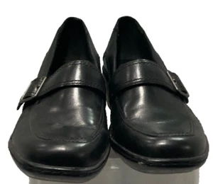 Clark's Women's Shoes Size 7.5 Medium Black Mules Buckle H14B - Picture 1 of 8