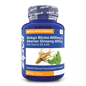 Zipvit Ginkgo Biloba and Siberian Ginseng 6000mg and Ginseng 600mg, B Vitamins - Picture 1 of 8