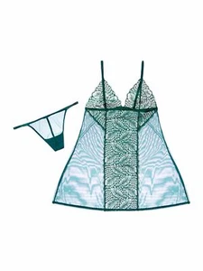 La Perla Studio Calla L Babydoll Thong Set Tulle Lace Ivy Green - Picture 1 of 1