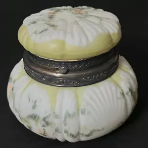 Antique Victorian Wavecrest Hand Painted Floral Dresser Jar Hinged Lid #4609 - Picture 1 of 8