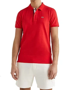 Tommy Vaqueros Polo Hombre Tjm Solid Stretch DM0DM12219-XNL Rojo - Imagen 1 de 2