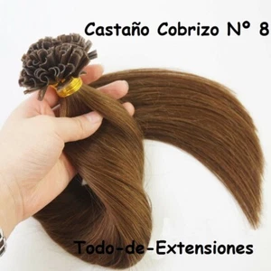150 Extensiones Queratina PELO NATURAL, 60 CM Y 150 Gramos, Castaño Cobrizo Nº 8 - Imagen 1 de 11