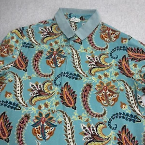 Etro Milano Paisley Floral Polo Shirt Mens Sz S/M Made in Italy Luxury Blue - Bild 1 von 7