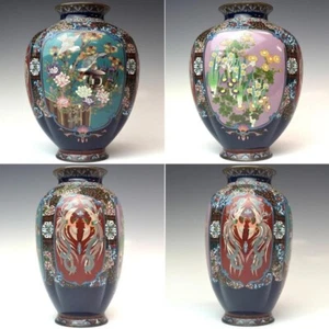 Japanese Cloisonne Vase Meiji period Flower Bird Phoenix H21.2 cm W658g - Picture 1 of 10