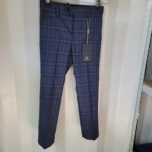 Next Boys Suit Trousers Blue Plaid BNWT - Picture 1 of 6