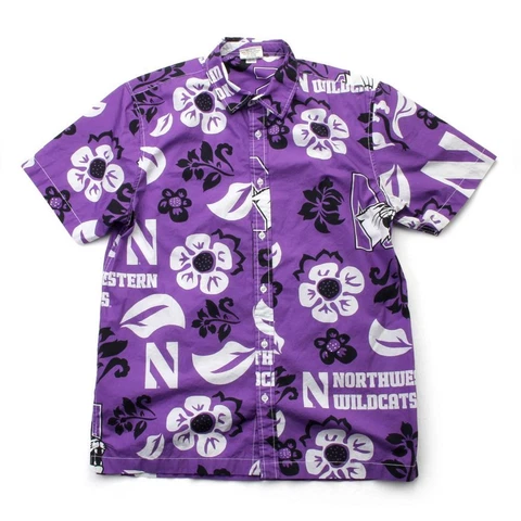 Men's Northwestern University Floral Shirt Button Up Beach Shirt Cover