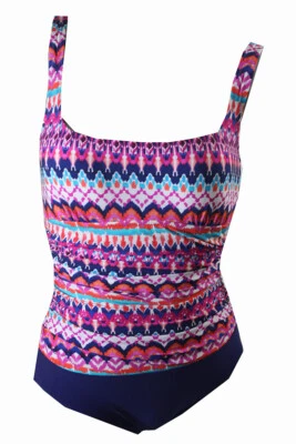 Traje de baño Profile By Gottex magenta azul marino estampado Ikat control abdominal 6 Foto 1 de 3