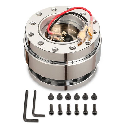 Full Chrome Car Steering Wheel Quick Release HUB Adapter Snap Off Boss Kit - Image 1 of 4