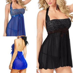 Lingerie Sleepwear Babydoll Thong See Through Plus Size Off Shoulder Lace Sexy - Picture 1 of 13