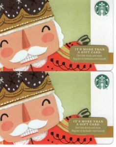 2 x NUTCRACKER STARBUCKS PLASTIC RETIRED LIMITED EDITION HOLIDAY GIFT CARD - Picture 1 of 1