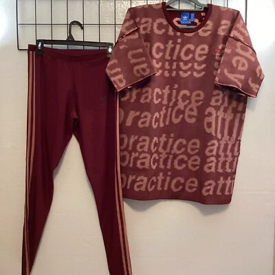 Adidas Originales Mujer M Leggings Top S Gran Tamaño Gráfico Granate 58700 Foto 1 de 4