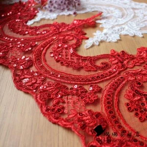24CM*1 Yard Delicate Embroidered Flower Sequin Lace trim Wedding/sewing/Dress - Picture 1 of 23