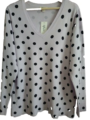 Suéter feminino Style & Co XL lavanda bolinhas gola V manga longa - Imagem 1 de 4