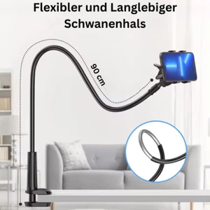 Handyhalterung Schwanenhals 90cm langer Arm 360° drehbar Bett Tisch Handyhalter - Bild 1 von 15