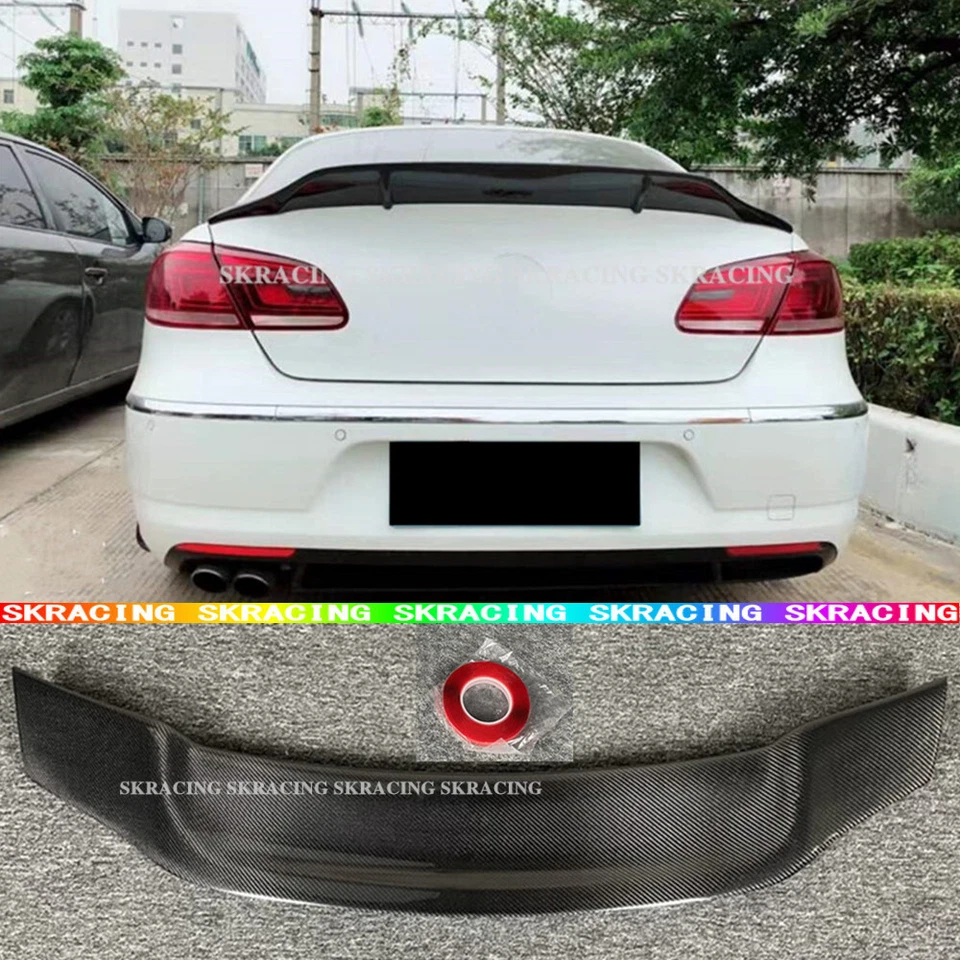 Para 2009-2018 VW Volkswagen CC porta-malas traseiro de fibra de carbono real spoiler asa labial - Imagem 1 de 4