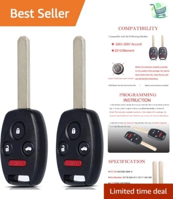 Надежный сменный брелок для Honda Accord 2003-2007 и Element 2010 - 2 единицы - Изображение 1 из 4