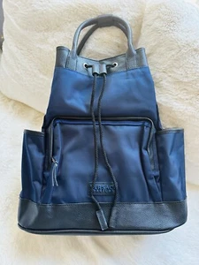 VERSACE Parfums Navy Black Drawstring Duffle Overnight Carry On Backpack New - Picture 1 of 16