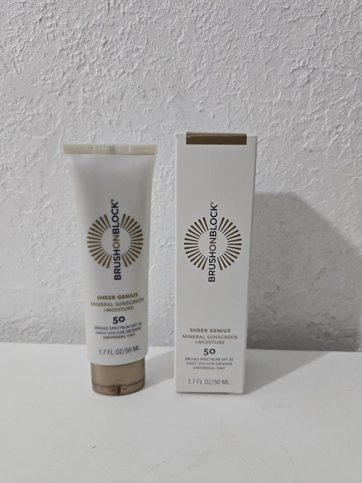 2 Brush On Block Sheer Genius Universal Tint SPF50 Mineral Sunscreen