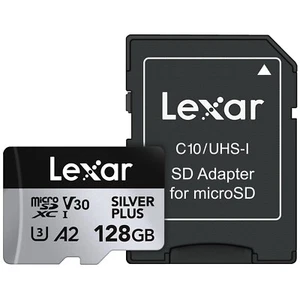 Lexar Professional Silver Plus Micro SDXC 128GB Ultra-HD Video UHS-I Memory Card - Picture 1 of 7